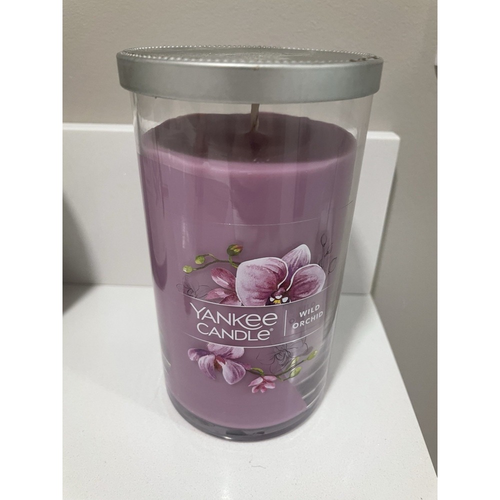 Yankee Candle Pillar Wild Orchard‎ , Purple - Medium 14.25 oz New